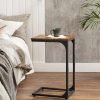 81kV9sAQkmL._AC_SL1500 C-Shaped End Table, Small Side Table for Couch, Sofa Table with Metal Frame for Living Room, Bedroom, Bedside, Rustic Brown and Black