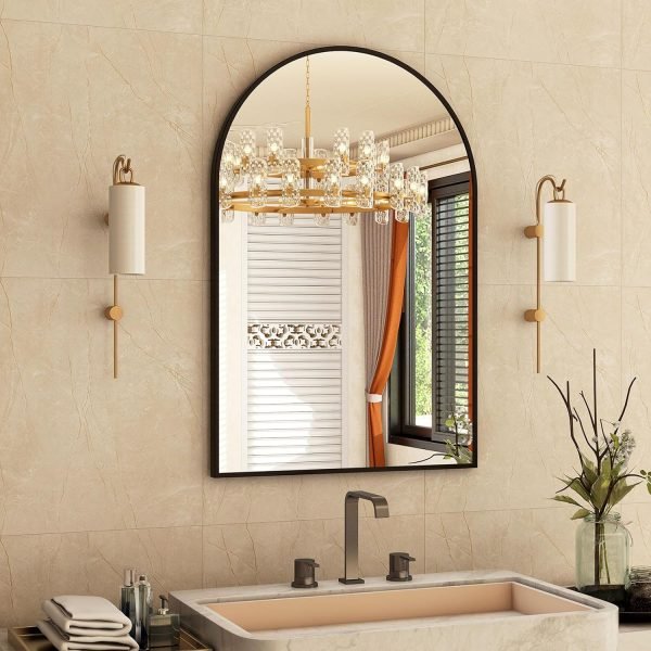 24"x36" Gold Arched Bathroom Mirror - Wall Mirror for Bathroom, Metal Frame Vanity Mirror, Dresser Mirror, Arch Decorative Mirrors for Living Room, Bedroom, Entryway, Mantle