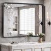 Black Bathroom Mirror for Wall, 24x36 Inch Rectangular Black Metal Framed Mirror, Modern Wall Mounted Vanity Mirror for Bathroom, Vertical or Horizontal