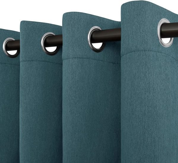 Linen Textured 100% Blackout Curtain 100x96 Inch Extra Wide Patio Sliding Door Curtain Solid Thermal Insulated Room Curtain for Bedroom, Living Room (1 Panel, White)