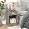 2-Tier Nightstand End Table Side Table for Bedroom Home Office Bedside Cabinets with 1-Drawer and Open Shelf, Weathered Grey