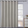 Linen Textured 100% Blackout Curtain 100x96 Inch Extra Wide Patio Sliding Door Curtain Solid Thermal Insulated Room Curtain for Bedroom, Living Room (1 Panel, White)