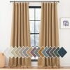 Faux Linen Curtains 90 inches Long for Doorway, Pinch Pleated Thick Room Darkening Window Treatments Noise Reducing Privacy for Living Room/Bedroom, Natural, W34 x L90, 2 Panels