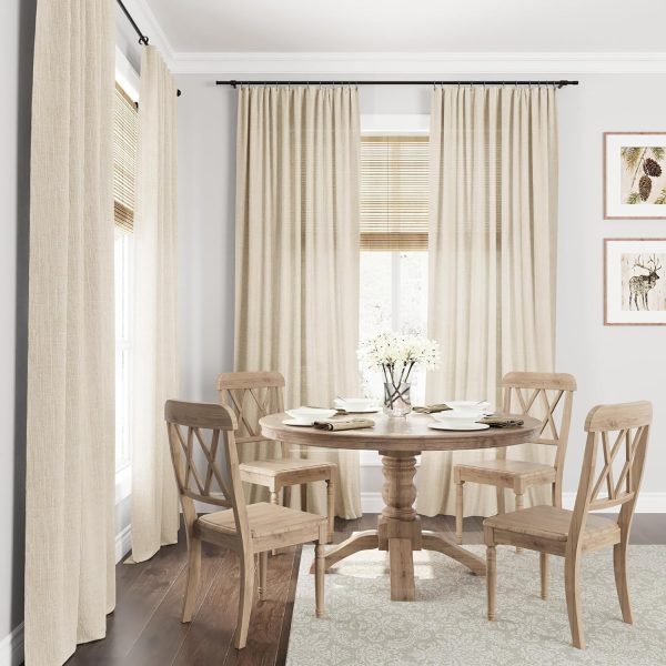 81sqygn-nGL._AC_SL1500 Linen Curtains 108 Inch Length for Living Room Bedroom 2 Panels Set Rod Pocket Light Filtering Semi Sheer Window Curtains 40 Inch Width Boho Farmhouse Linen Drapes Flax Beige Linen, W40xL108