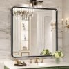 Black Bathroom Mirror for Wall, 20 x 28 Inch Rectangluar Black Metal Framed Mirror, Modern Wall Mounted Vanity Mirror for Bathroom, Vertical or Horizontal
