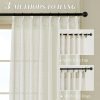 81xf5tsvDoL._AC_SL1500 Pleated Linen Curtains 96 Inches Long for Living Room 2 Panel Set, Semi Sheer Pinch Pleat Back Tab Drapes with Hooks Neutral Boho Light Filtering Curtain for Bedroom Window 8 Ft W38xL96