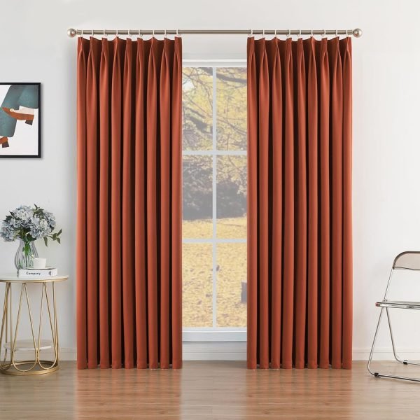 Pure White Pinch Pleat Curtain 52" W x 63" L Solid Thermal Insulated 50% Blackout Patio Door Curtain Panel Drape for Traverse Rod and Track with Tieback, (One Panel)