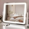 Lighted Makeup Mirror with Light, 9"x11" Vanity Mirror with Lights, Portable Tabletop Cosmetic Make Up Mirror, Smart Touch Control, Dual Power Supply, 360°Rotation