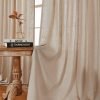 Linen Curtains 2 Panel Set,Light Filtering, Ivory on Linen Curtains 96 Inch Curtains for Living Room, Cream Drapes 96 Inches Long Rod Pocket Back Tab Curtains (96" L x 52" W)