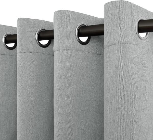 Linen Textured 100% Blackout Curtain 100x96 Inch Extra Wide Patio Sliding Door Curtain Solid Thermal Insulated Room Curtain for Bedroom, Living Room (1 Panel, White)