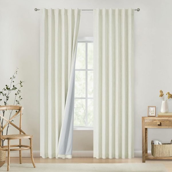 Chambray Blue Full Blackout Curtains 84 inch for Bedroom Living Room Darkening Soundproof Window Panels Thermal Insulated Rod Pocket Back Tab Grayish Blue Drapes 2 Panels 50" Wx84 L