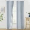 Chambray Blue Full Blackout Curtains 84 inch for Bedroom Living Room Darkening Soundproof Window Panels Thermal Insulated Rod Pocket Back Tab Grayish Blue Drapes 2 Panels 50" Wx84 L