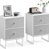 91HC3eloagL._AC_SL1500 Nightstand, Bedside Table Small Dresser with Removable Fabric Drawers, End Table Side Table, Bedroom Furniture, Night Stand for Bedroom, Office, Cloud White and Dove Gray