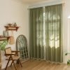 Curtains 63 Inches Long, Bohemian Linen Style Textured Curtains with Tassels for Bedroom, Semi Blackout Farmhouse Drapes, Rod Pocket Window Treatments 2 Panels, 52" x 63", Olive Green