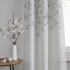 Gray Tan Leaf Floral Print Metallic Sheer Curtain Panels for Autumn Fall Rustic Living Room Bedroom Sparkling Decorative Grommet Top Window Treatment Farmhouse Drape, 40"x84"x2