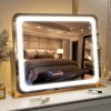 91PBVXs3xUL._AC_SL1500 Vanity Mirror with Lights - 15"x12.6" LED Lighted Makeup Mirror, Large Makeup Mirror with Lights, Touch Screen with 3-Color Lighting, Dimmable, for Vanity Desk Tabletop, Bedroom