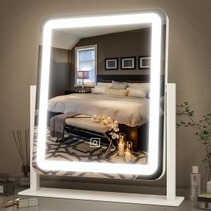 91eJpHO1w1L._AC_SL1500 Vanity Mirror with Lights - 15"x12.6" LED Lighted Makeup Mirror, Large Makeup Mirror with Lights, Touch Screen with 3-Color Lighting, Dimmable, for Vanity Desk Tabletop, Bedroom