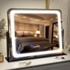 91mBr1dvK-L._AC_SL1500 Vanity Mirror with Lights - 15"x12.6" LED Lighted Makeup Mirror, Large Makeup Mirror with Lights, Touch Screen with 3-Color Lighting, Dimmable, for Vanity Desk Tabletop, Bedroom