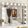 91nSkErkJaL._AC_SL1500 Vanity Mirror with Lights - 15"x12.6" LED Lighted Makeup Mirror, Large Makeup Mirror with Lights, Touch Screen with 3-Color Lighting, Dimmable, for Vanity Desk Tabletop, Bedroom