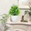 rtificial Potted Plants Mini Fake Plants in Pots, 4 Pack Medium Eucalyptus Potted Faux Decorative Grass Plant with White Plastic Pot for Home Decor, Indoor, Office, Desk, Table Decoration