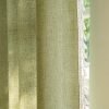 Curtains 63 Inches Long, Bohemian Linen Style Textured Curtains with Tassels for Bedroom, Semi Blackout Farmhouse Drapes, Rod Pocket Window Treatments 2 Panels, 52" x 63", Olive Green