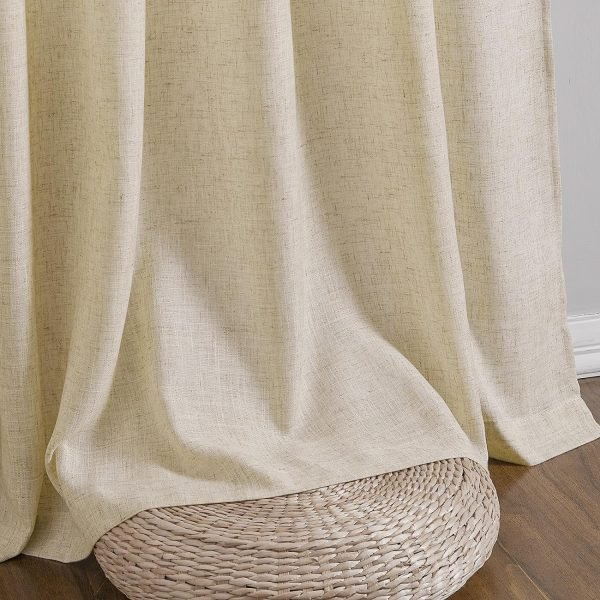 91s178LNtDL._AC_SL1500 Linen Curtains 108 Inch Length for Living Room Bedroom 2 Panels Set Rod Pocket Light Filtering Semi Sheer Window Curtains 40 Inch Width Boho Farmhouse Linen Drapes Flax Beige Linen, W40xL108