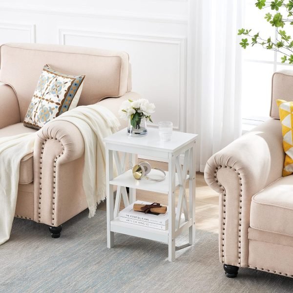 Modern Nightstands Side End Table Night Stand with Storage Shelf for Bedroom,Living Room, Set of 1, White(one)