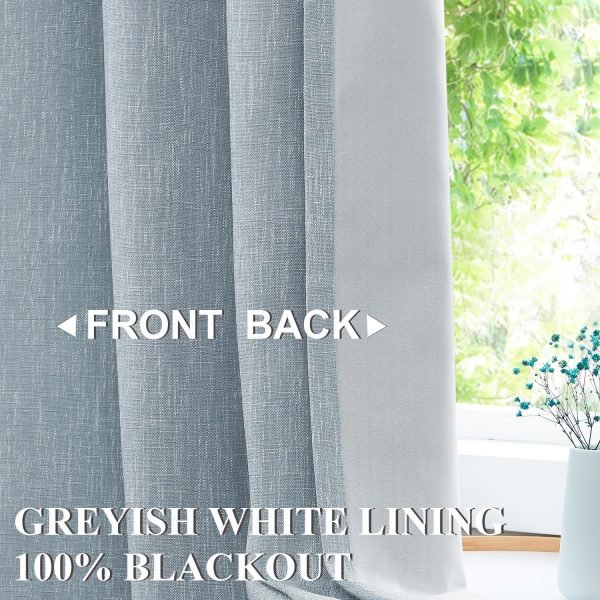 Chambray Blue Full Blackout Curtains 84 inch for Bedroom Living Room Darkening Soundproof Window Panels Thermal Insulated Rod Pocket Back Tab Grayish Blue Drapes 2 Panels 50" Wx84 L