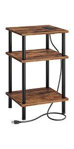 Tall Side Table with Charging Station