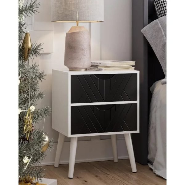 A small bedside table with two drawers, white bedside table, suitable for bedrooms and living rooms