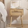 Bedroom-Nightstands-Wooden-Night-Stands-with-Rattan-Weaving-Drawer-Home-Bedside-End-Table-for-Storage Bedroom Nightstands Wooden Night Stands with Rattan Weaving Drawer Home Bedside End Table for Storage