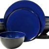 Dinnerware Sets Service for 6, Melamine Dinner Plates and Bowls Set, 18-Piece Dishes Set (Red & Black)