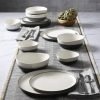 Double Bowl Dinnerware Set, Service for 4 (16pcs), White and Black