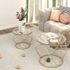 Gold-Coffee-Table-Round-End-Table-Set-of-2-Coffee-Table-with-Metal-Frame-and-Tempered_7c4a22c1-9b67-462d-a77e-6ce792bf390f Gold Coffee Table, Round End Table Set of 2, Coffee Table with Metal Frame and Tempered Glass Top, Modern Accent Side Table