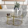 Gold-Nesting-Coffee-Table-Set-of-2-Small-Glass-Round-Nesting-Tables-for-Living-Room-Bedroom Gold Nesting Coffee Table Set of 2, Small Glass Round Nesting Tables for Living Room Bedroom, Accent Tea Table with Metal Frame
