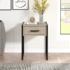 Industrial Bedroom Nightstand, 1 Drawer, Beige Oak