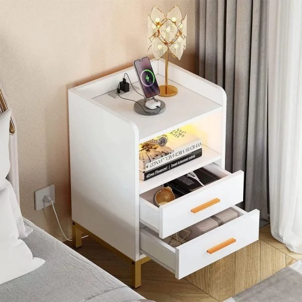 Night-Stand-with-LED-Lights-and-Charging-Station-End-Bedside-Table-with-2-Drawers-Open-Storage_361c54b6-59c5-44ff-83c7-187922f77c57 Night Stand with LED Lights and Charging Station, End Bedside Table with 2 Drawers, Open Storage, USB Ports and Outlets
