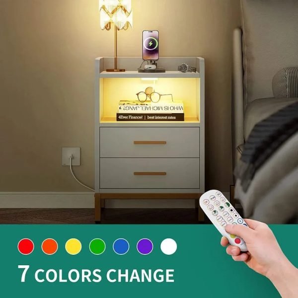 Night-Stand-with-LED-Lights-and-Charging-Station-End-Bedside-Table-with-2-Drawers-Open-Storage_9fcda73a-c656-44a7-9047-2e6e99455a6e Night Stand with LED Lights and Charging Station, End Bedside Table with 2 Drawers, Open Storage, USB Ports and Outlets