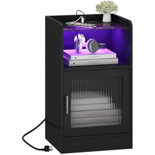 Nightstand-with-Power-Outlet-and-LED-Light-Side-End-Table-with-Storage-Cabinet-Modern-Bedside-Table_0cf990a5-fa7d-47bb-8aef-c3c377d3e9fe Nightstand with Power Outlet and LED Light, Side End Table with Storage Cabinet, Modern Bedside Table for Bedroom, Living Room