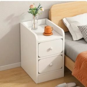 Nightstands 2 Drawers Storage Shelf, Modern End Tables Farmhouse Wood Bedside Table for Living Room and Bedroom Furniture
