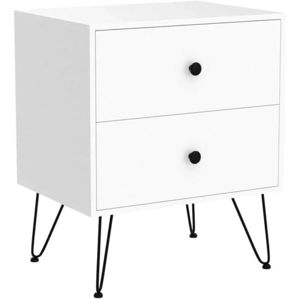Nightstands，with 2 Storage Drawers Metal Legs Bedside Night Table for Storage in Bedroom, Stable Metal Frame，Nightstands