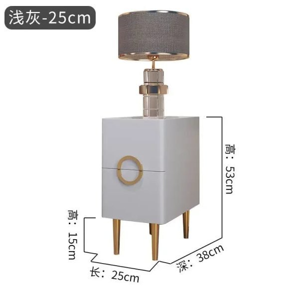 Nordic Bedroom Bedside Table Modern Narrow Rock Surface Nightstand 2 Drawers Wooden Bedroom Tables Night Stand