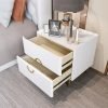 Nordic Bedroom Bedside Table Modern Narrow Rock Surface Nightstand 2 Drawers Wooden Bedroom Tables Night Stand
