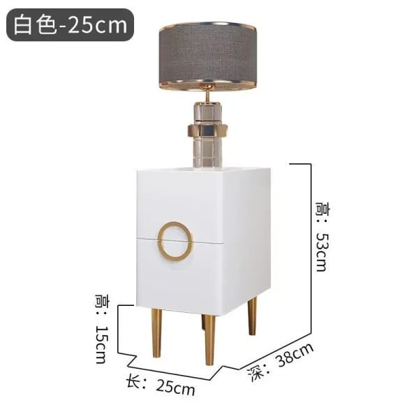 Nordic Bedroom Bedside Table Modern Narrow Rock Surface Nightstand 2 Drawers Wooden Bedroom Tables Night Stand