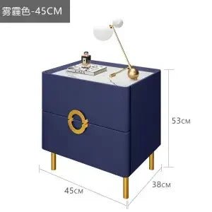 Nordic Bedroom Bedside Table Modern Narrow Rock Surface Nightstand 2 Drawers Wooden Bedroom Tables Night Stand