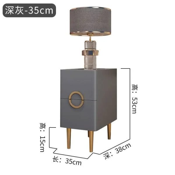 Nordic Bedroom Bedside Table Modern Narrow Rock Surface Nightstand 2 Drawers Wooden Bedroom Tables Night Stand