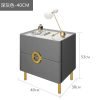 Nordic Bedroom Bedside Table Modern Narrow Rock Surface Nightstand 2 Drawers Wooden Bedroom Tables Night Stand