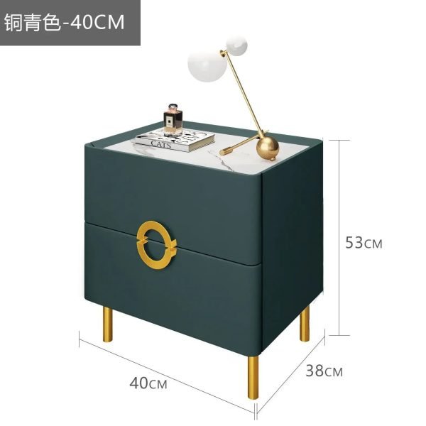 Nordic Bedroom Bedside Table Modern Narrow Rock Surface Nightstand 2 Drawers Wooden Bedroom Tables Night Stand