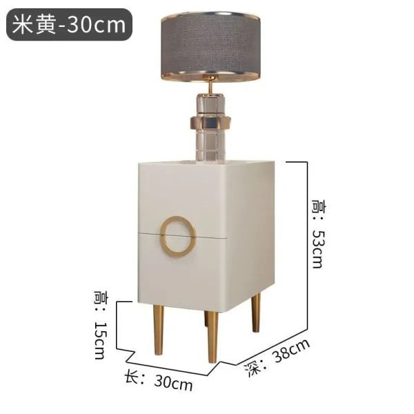 Nordic Bedroom Bedside Table Modern Narrow Rock Surface Nightstand 2 Drawers Wooden Bedroom Tables Night Stand