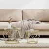 S4d06c28f0ff041539c8da68769e343bbt Gold Coffee Table, Round End Table Set of 2, Coffee Table with Metal Frame and Tempered Glass Top, Modern Accent Side Table